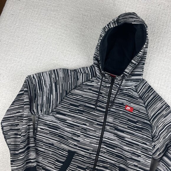 Nike Hoodie Mens M Black White AW77 FT Speed Stripe Full Zip 614488-010 - Picture 3 of 16